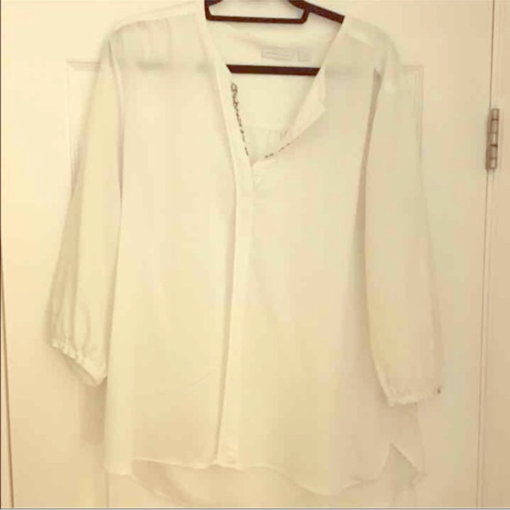New York & Company Soft white sheer blouse